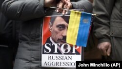 Акция протеста против российской агрессии в Украине. Нью-Йорк, 2 марта 2014 года