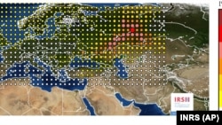 Распределение вероятности расположения источника выброса по данным INRS